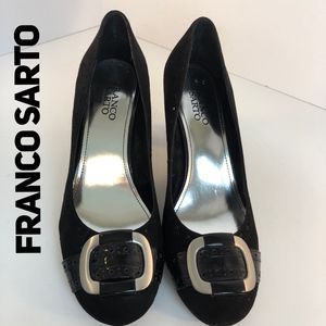 Franco Sarto Paver Black Suede Leather 3" Heels